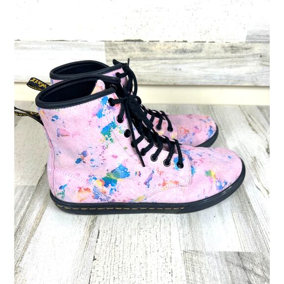 Dr. Martens Women’s 9 Pink Purple 1460 Pascal Confetti Suede Lace-Up Combat Boot - Picture 3 of 10